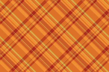 Dekorasyon deseni pürüzsüz, eski moda tekstil ekose. Warp tartan kumaş deseni turuncu ve kırmızı renk paletinde.
