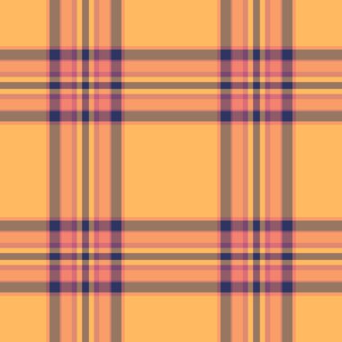 Katlanmış kumaş, dikişsiz tekstil, pantolon tartan desenli kontrol. Turuncu ve kırmızı renk paletinde özelleştirilebilir ekose arkaplan dokusu vektörü.