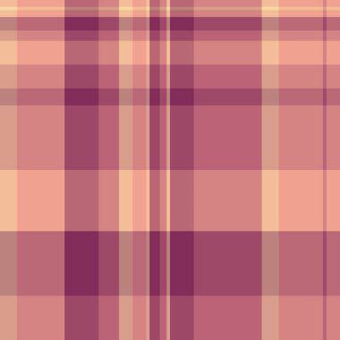Britanya kumaş ekose kumaşı, Vichy model vektör kontrolü. Kırmızı ve pembe renk paletinde pembesiz tartan desen arkaplanı.