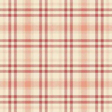 Seremoni kumaş desenli tekstil, tartan vektörünü kontrol et. Işık ve kırmızı renk paletinde süitsiz desensiz arka plan ekoseli.