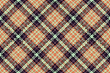 Ticari arkaplan desenli tartan, ev desenli dikişsiz kumaş. Tekrarlanan ekose vektör tekstil denetimi turuncu ve açık renk paleti.