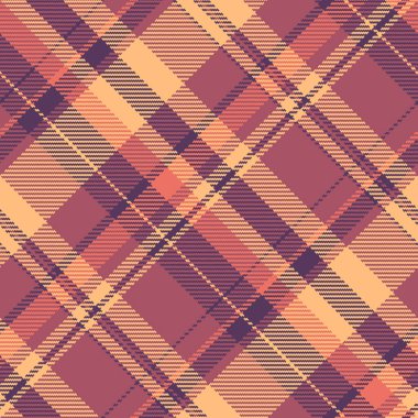 Kumaş arka plan tekstili, tartan kontrol vektörü. Kırmızı ve turuncu renk paleti ile kusursuz desenli kitap deseni ekosesi.
