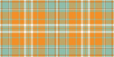 Tuvalin dokusu pürüzsüz desen, simetri kumaşı vektör arkaplan. Sonbahar tekstil kontrolü turuncu ve pastel renkli ekose palet.