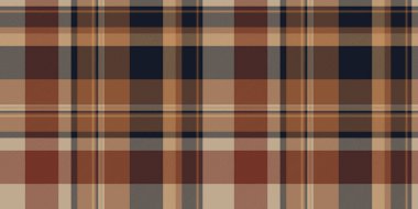 Hardal tartan dokusunu kontrol et, arka plan kumaş kalıbını kes. Turuncu ve siyah renk paletinde Arapça ekosesiz tekstil vektörü.