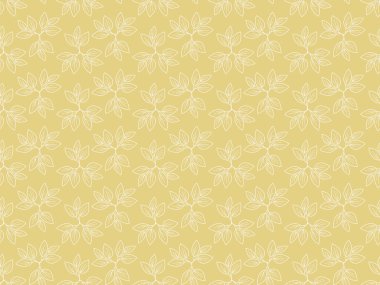 Zarif soluk sarı arkaplan ve tekrar eden beyaz yapraklar. Web siteleri, kırtasiye, tekstil tasarımları ve ambalaj için mükemmel..