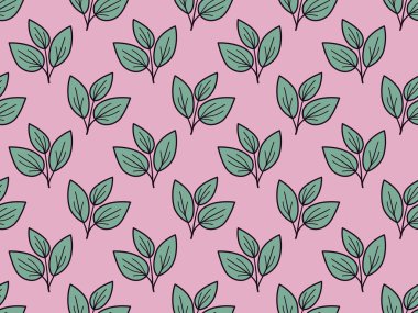 Kusursuz pastel pembe desenli, biçimlendirilmiş deniz mavisi yaprağı filizleri. Tekstil tasarımı, duvar kâğıdı ya da markalaşma için mükemmel. Bu minimalist botanik baskı, sakin ve doğal güzelliği çağrıştırıyor..