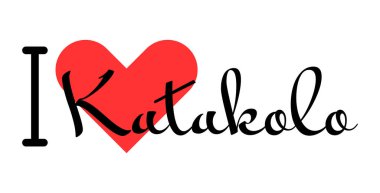 Katakolo 'yu seviyorum, Yunanistan' ı. Kırmızı kalpli el yazısıyla yazılmış mektuplar. Vektör illüstrasyon harfleri, yazdırma tişörtü, afiş, poster, etiket veya etiket için modern tasarım.