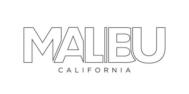 Malibu, California, USA typography slogan design. America logo with graphic city lettering for print and web products.