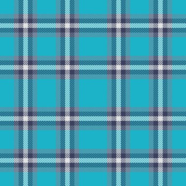 Yumuşaklık desenli arka plan dokusu, vektör kumaş ekoseli ambalaj. Cyan ve mavi renk paletinde sadelik tekstil tartan kontrolü kusursuz.