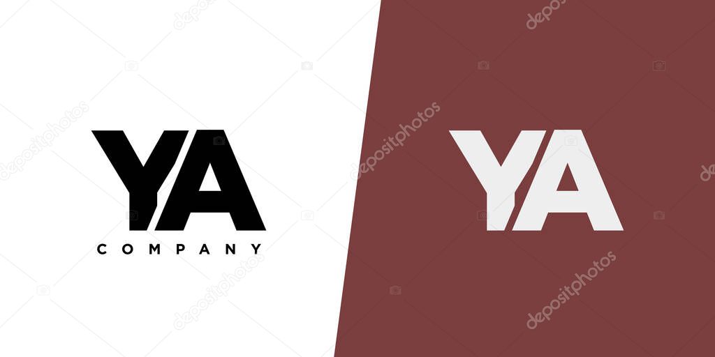 Trendy letter Y and A, YA logo design template. Minimal monogram initial based logotype for company identity.