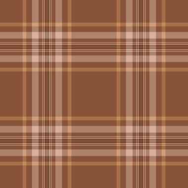 Klasik ekose desenli, koyu kahverengi ve bej renkli. Çok yönlü tekstil tasarımı arka plan, giyim, el sanatları veya herhangi bir projeye konforlu, kırsal bir doku eklemek için mükemmeldir..