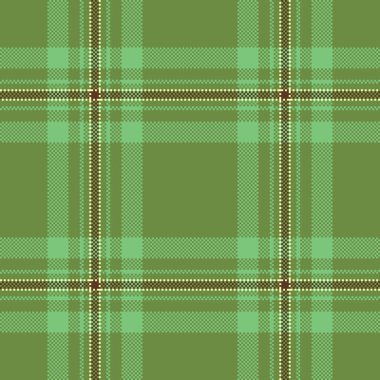 Pikselleştirilmiş yeşil ekose desenli. Klasik tartan tasarımı ve kırsal cazibesi. Geçmiş, tekstil ya da tatil tasarımları için kullanılır. Nostaljik, geçmişe dönük.
