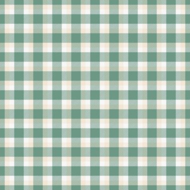 Sönük yeşil ve bej renkte klasik damalı desen. Arkaplan, tekstil ve rustik temalı projeler için uygun zamansız tasarım, sıcaklık ve konfor iletimi.