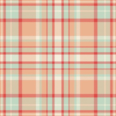 Mercan, deniz mavisi ve krem rengi yumuşak ekose desenli. Geçmişleri, el sanatları ve moda projeleri için zamansız tekstil tasarımı. Çok yönlü ve klasik his.