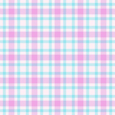 Dikensiz tartan, büyük ekose desenli kumaş. 40 'ların arka plan vektör dokusu lavanta kırmızısı ve cyan renk paletinde.