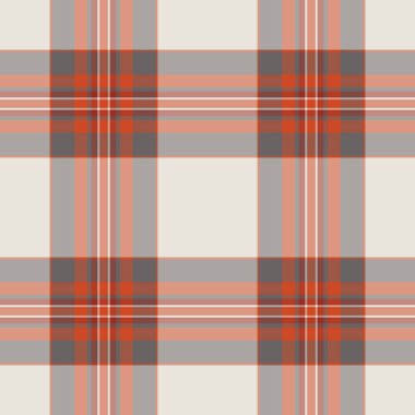 Gri, turuncu ve kremayla kesişen klasik tartan desenli. Kumaş, arkaplan veya dijital kağıt projeleri için kusursuz vektör tasarımı.