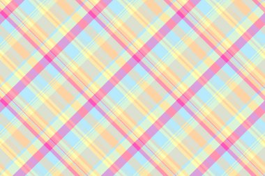 Kumaşı kusursuz vektör, sonbahar kontrol tekstili. Açık ve beyaz renk paletinde etek desenli ekose arka plan tartanı.