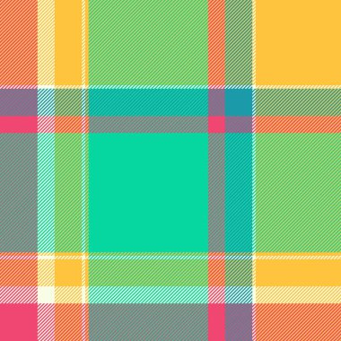 Neşeli bir renk paletinde canlı ekose desenli. Tekstil tasarımları, geçmiş ve moda projeleri için ideal. Bu neşeli, parlak görüntü iyimserlik ve enerjiyi çağrıştırıyor..