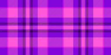 Doku dokusunu kontrol et. Nazik, dikişsiz ekose kumaş. Mor ve pembe renk paletinde vektör arkaplan tekstil deseni boyanıyor.