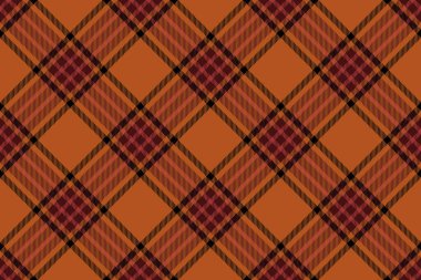 Pano vektörü kusursuz desen, köpek dişi dokusu tekstili. Turuncu ve koyu renk paletinde arkaplan ekose kumaş ekran efekti.