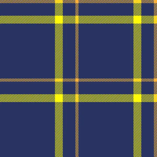 Klasik ekose desen. Lacivert arka planda sarı ve turuncu çizgileri olan kusursuz bir doku. Moda, tekstil ve grafik tasarım projeleri için çok yönlü.