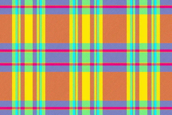 Turuncu, sarı, pembe, mavi ve yeşil çizgilerin kesiştiği canlı ekoseli desen. Klasik tekstil tasarımı arka plan, doku veya yaratıcı projeler için idealdir..