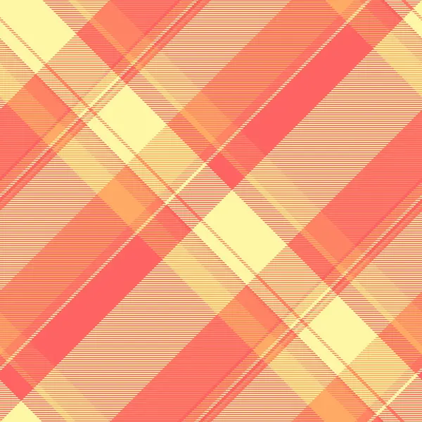 Argyle desenli ekose, hücre kontrolü tekstil tartan. Garip kumaş vektör arkaplanı kırmızı ve sarı renk paletinde pürüzsüz.