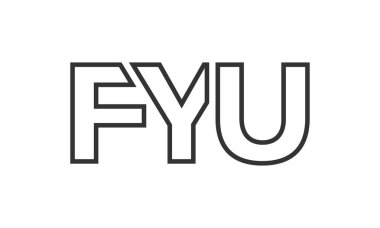 Fyu logo tasarım şablonu güçlü ve modern kalın metinlerle. Basit ve minimal tipografi içeren ilk tabanlı vektör logosu. Modayı takip eden şirket kimliği markalar için ideal..