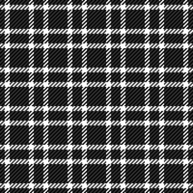 50 'lerin tartan vektör tekstili, platform ekoseli arka plan dikişsiz. Gri ve siyah renk paletinde simetri desen dokusunu kontrol et.