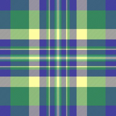 Klasik ekose desenli mavi, yeşil ve sarı. Özgeçmiş, giysi veya dekoratif unsurlar için uygun çok yönlü ve zamansız bir tekstil tasarımı. Sonbahar kavramları için harika..