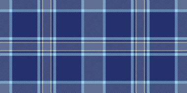 Kusursuz arka plan vektörü, hippi kontrollü tartan ekose. Sonbahar dokusu kumaş deseni mavi ve cyan renk paleti ile.