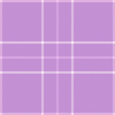 Düzenlenebilir doku kontrolü, İngiliz kumaş tartan arka planı. Ekose desenli, açık renkli ve mor paletli otel tekstili..