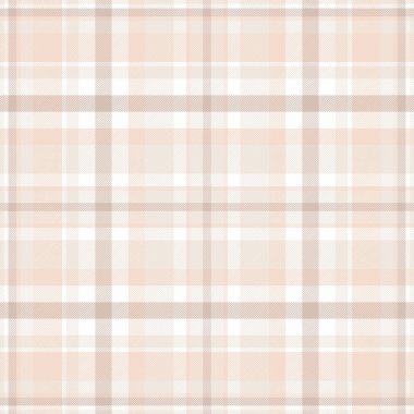 Uzun arka plan vektör tekstili, estetik doku ekoseli desen. Biçimli kumaş denetimi beyaz ve açık renk paletinde tartan dikişsiz.