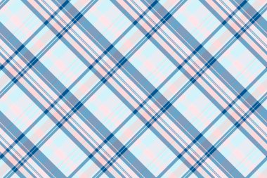 Pastel ekose desenli. Mavi, pembe ve beyaz kumaş tasarımı. Kusursuz, dekoratif tekstil arka planı. Moda, iç mekan, yaratıcı projeler için. Çok Yönlü