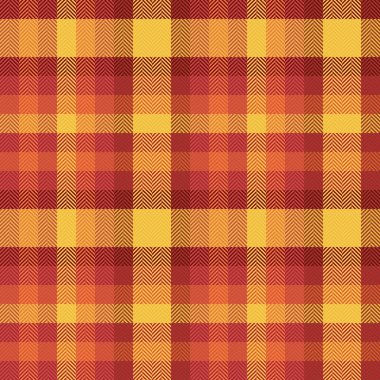 Kusursuz ekose kumaş at, bir sürü tekstil denetimi yap. Kırmızı ve kehribar renk paletinde yaşam odası tartan arkaplan dokusu vektörü.