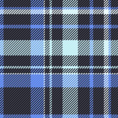Mavi ve gri tonları olan detaylı ekose desenli. Klasik İskoç tasarımı. Kumaş dokular, arka planlar ve geleneksel tasarımlar için ideal..