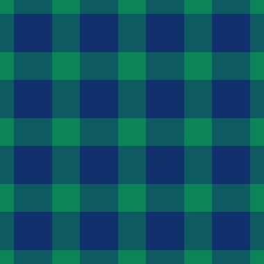 Klasik dikişsiz ekose desen. Yeşil ve mavi çek tasarımı, özgeçmiş, giyim ve tekstil projeleri için ideal. Mevsimsel ve kırsal temalar için çok yönlü.