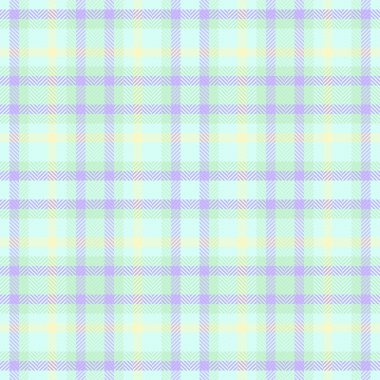 Doku kontrolü kusursuz, kumaş desenli taşıyıcı. Işık ve çivit rengi palette ekose kumaş arkaplan.