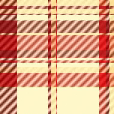 Geçmişi kontrol et, tekstil, karmaşık doku kusursuz desen. Işık ve kırmızı renk paletinde diğer ekose kumaş vektörü.
