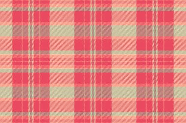 Ekose kumaş arka plan, karmaşık desenli dikişsiz tekstil. Kırmızı ve turuncu renk paletinde tartan vektör dokusu kontrolü.