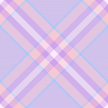 Cazibeli ekose kumaş dikişsiz, kıyafet desenli tekstil kontrolü. Işık ve menekşe renk paletinde eşsiz arkaplan vektör tartan dokusu.