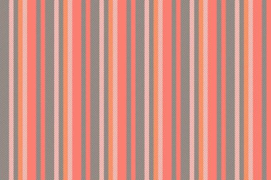 Şık çizgili tekstil deseni. Mercan, turuncu ve gri renkli zarif dikey çizgiler modern ve çok yönlü bir zemin oluşturuyor. Moda, tasarım, arkaplan veya yaratıcı projeler için kullan.