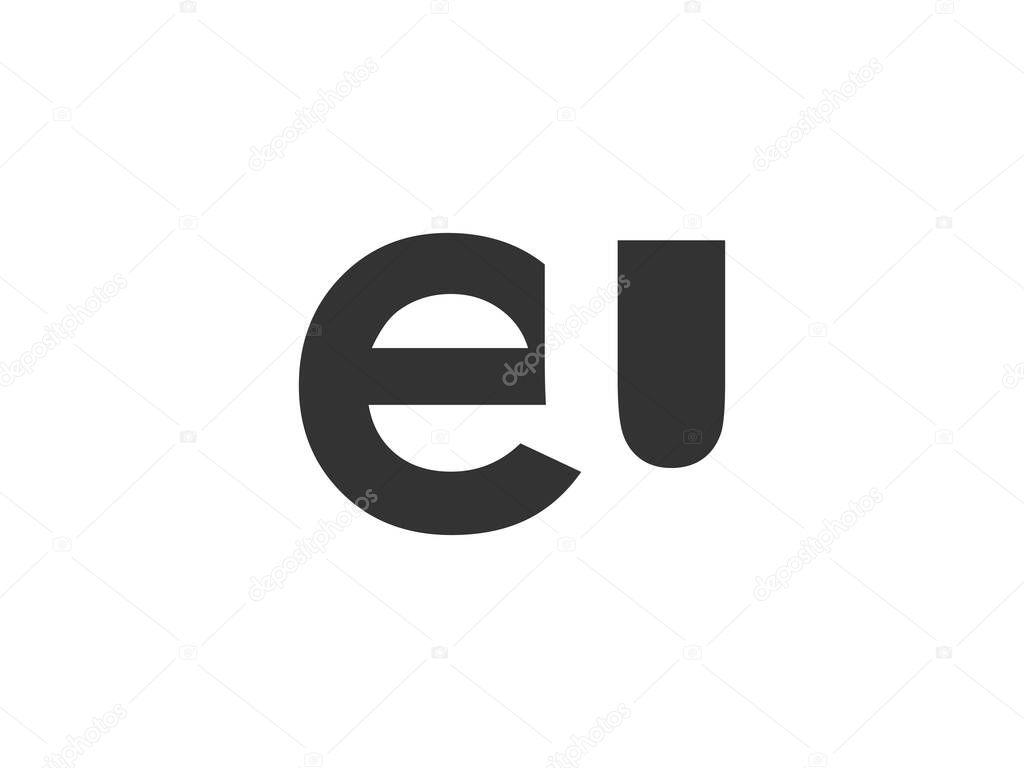 EU creative geometric initial based modern and minimal logo. Letter e u trendy fonts. Universal professional elegant techno vector design.