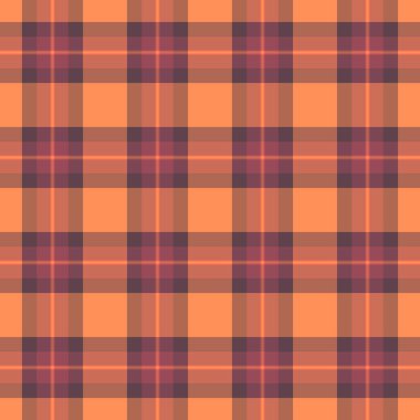 Meksika ekose kumaşı, cilt kontrolü kumaş vektörü. Kırmızı ve turuncu renklerde dergi desensiz tekstil arkaplanı.