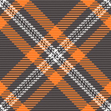 Turuncu, gri ve beyaz ekose desenli. Modern dokuma, arka plan, tekstil ve tasarımlar için harika. Moda ve iç mekanlar için çok yönlü.