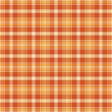 Sıcak, davetkar ekose desenli turuncu ve sarı tonlarda. Sonbahar, konfor ve kırsal cazibeyi çağrıştırıyor. Arka plan, tekstil veya mevsimlik tasarımlar için mükemmel..