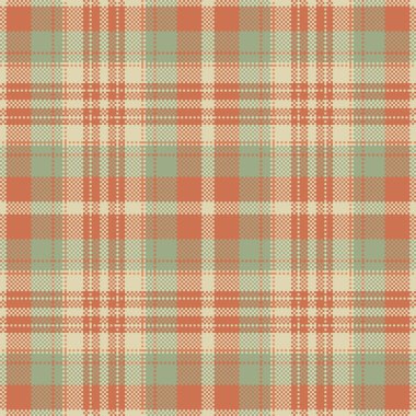 Fiber tartan vektör dokusu, yemek odası ekoseli tarama. Hippi dikişsiz kumaş deseni turuncu ve açık renk paleti.