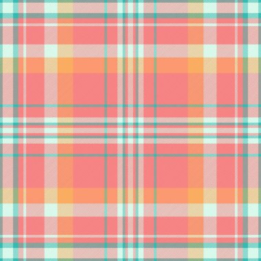 Sanatsal ekose kumaş deseni, arka plan dokusunu kontrol et. Düzenli tekstil tartan vektörü kırmızı ve açık renk paletinde pürüzsüz.