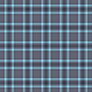 Klasik ekose desenli gri ve açık mavi renkler. Kusursuz tekstil tasarımı, geleneksel, çok yönlü bir doku gerektiren arka plan, giyim veya grafik projeleri için mükemmel..