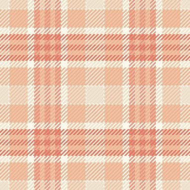 Perde arkası ekose kumaş, somon desenli kusursuz kontrol. Turuncu ve kırmızı renk paletinde erkek vektör tartan kumaş dokusu.